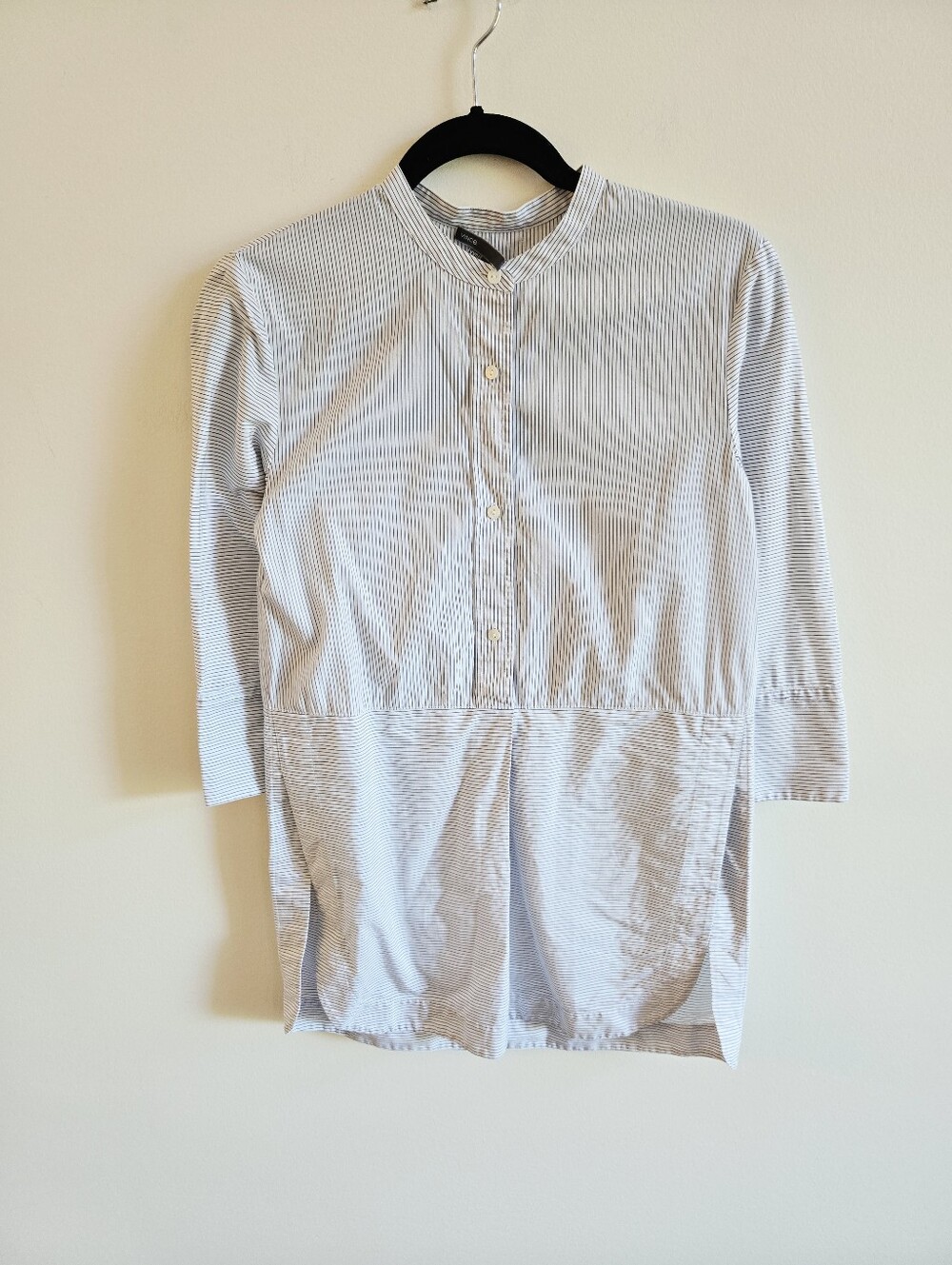 VINCE I XXS (fits XS) Tunic Button Down Shirt I white blue striped